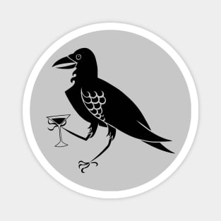 Raven Crow with Martini Glass goth witch Magnet